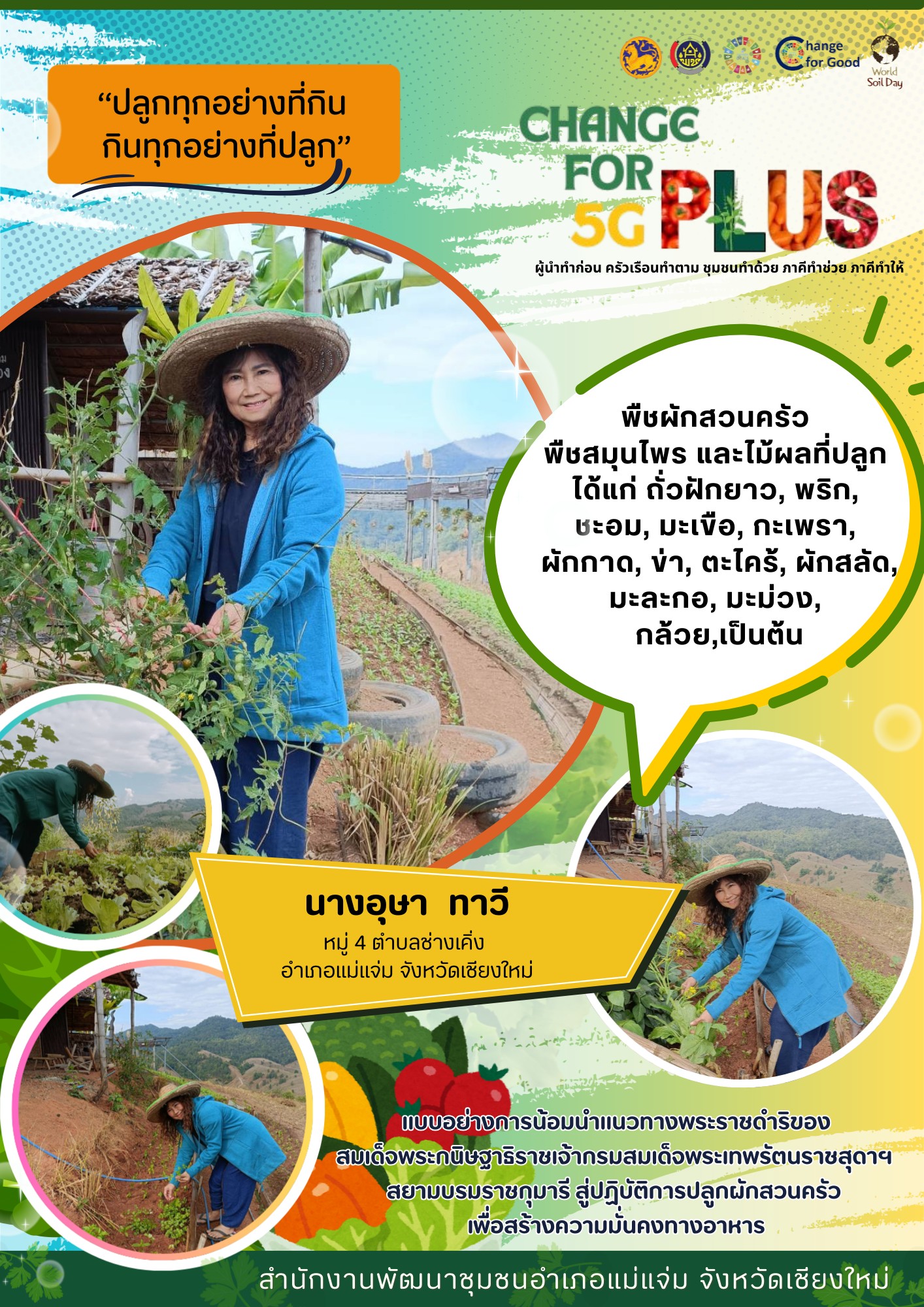 ครัวเรือนต้นแบบในการน้อมนำแนวทางพระราชดำริของสมเด็จพระกนิษฐาธิราชเจ้ากรมสมเด็จพระเทพรัตนราชสุดาฯ สยามบรมราชกุมารี สู่ปฏิบัติการปลูกผักสวนครัว เพื่อสร้างความมั่นคงทางอาหาร