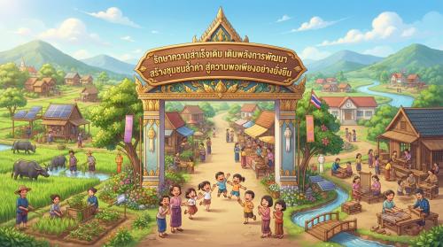 ประชาสัมพันธ์ผลการดำเนินงานกิจกรรมการพัฒนาหมู่บ้านเศรษฐกิจพอเพียงสู่ความยั่งยืน 